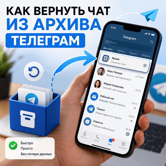 Как вернуть чат из архива Телеграм