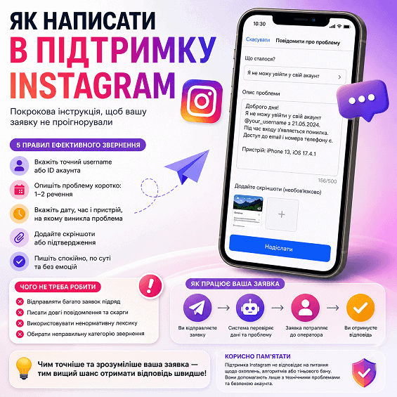 Як написати в підтримку Instagram