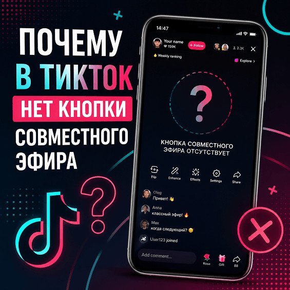 Почему в ТикТок нет кнопки совместного эфира